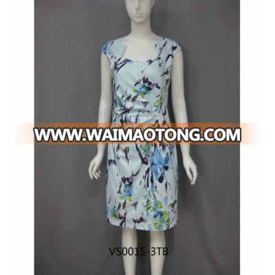 PRINTED, SLEEVELESS, FITTED PENCIL STYLE DRESS