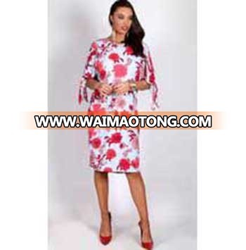 Split Sleeve Floral Loose Fit Dress