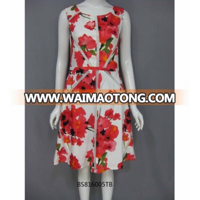 DIGITAL PRINT TEXTURED MEDIUM WEIGHT JACQUARD WOVEN FABRIC DESIGN DRESS INVISIBLE BACK ZIPPER